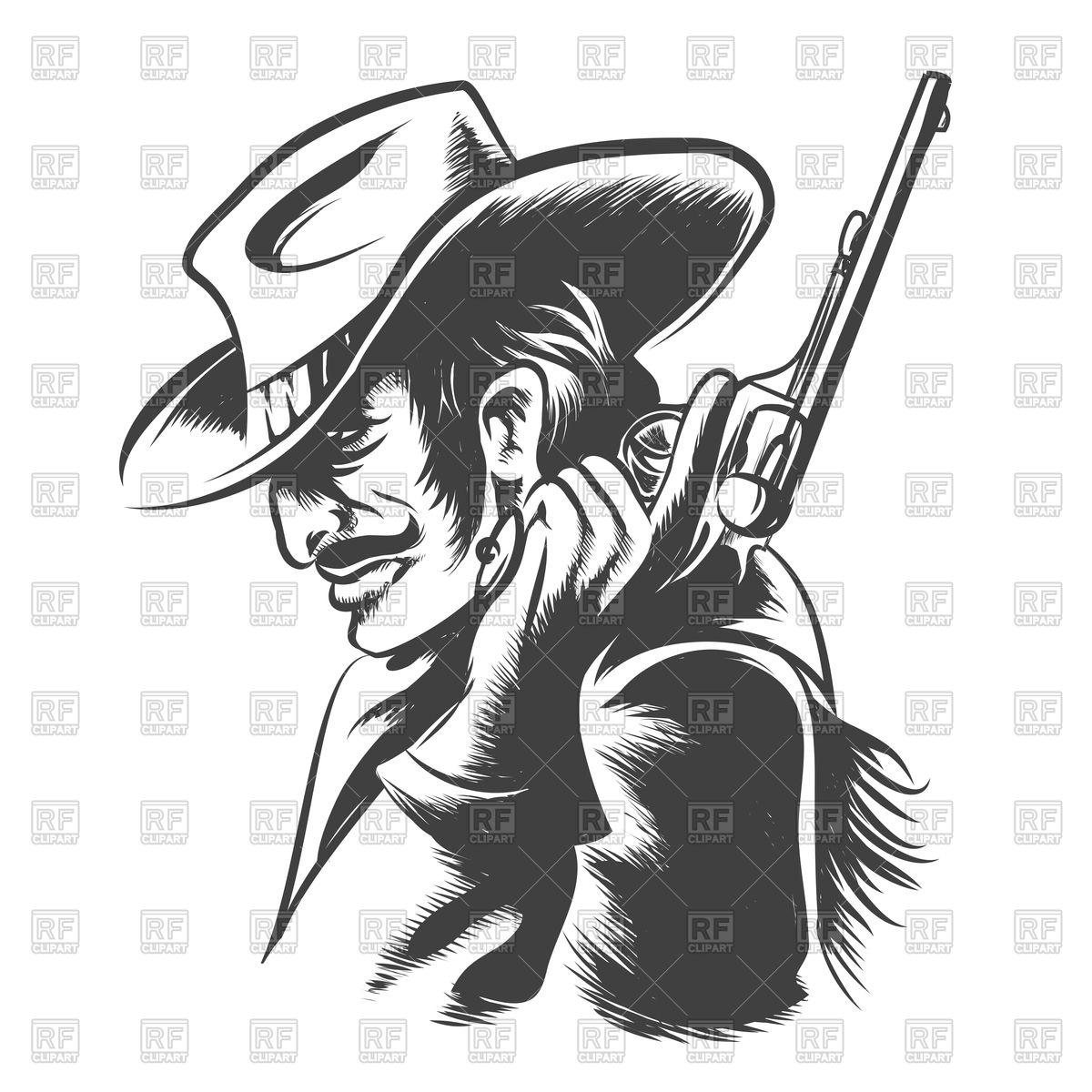 1200x1200 Man In Cowboy Clothes With Revolver Vector Image Vector Artwork