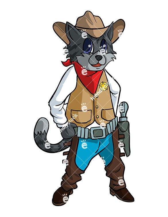 585x755 Kitty Cat Cowboy Vector Cartoon Clipart Vector Illustrations