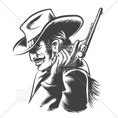 400x400 Man In Cowboy Clothes With Revolver Vector Image Vector Artwork