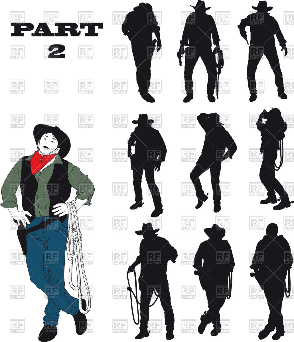 1031x1200 Silhouettes Of Cowboy In Traditional Costume Vector Image Vector