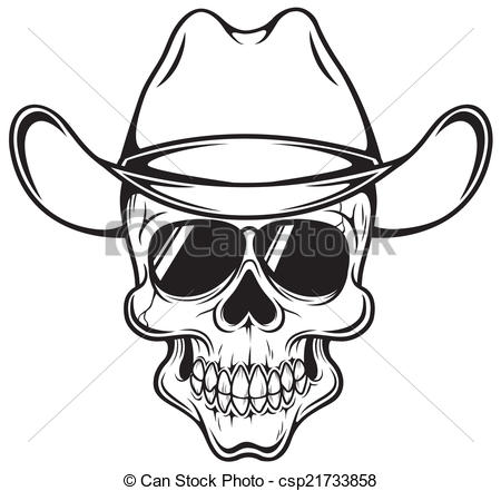 450x441 Vector Illustration Of Cowboy Skull