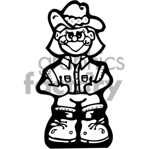 300x300 Royalty Free Black And White Cowgirl Vector Art 405359 Vector Clip