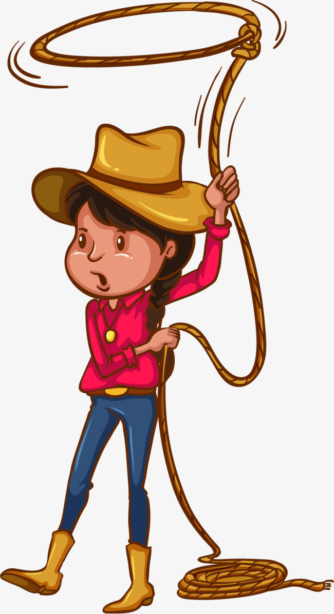 650x1196 Vector Cartoon Rope Thrown Cowgirl, Cartoon Vector, Rope Vector