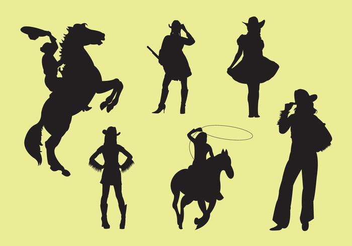 700x490 Vector Illustration Of Cowgirl Silhouettes