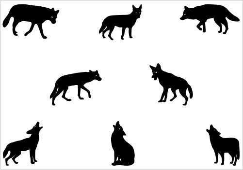 501x352 Coyote Silhouette Vector Graphics Pack Silhouette Clip Art