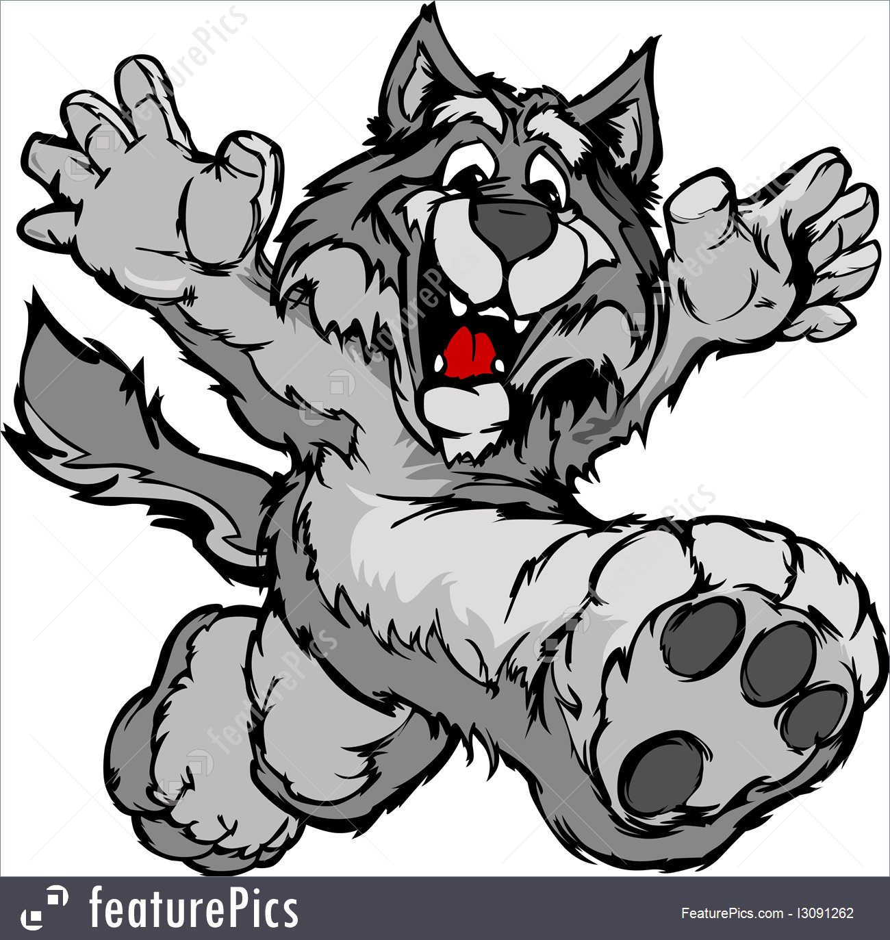 1300x1373 Graphic Vector Image Of A Happy Running Wolf Or Coyote Mascot