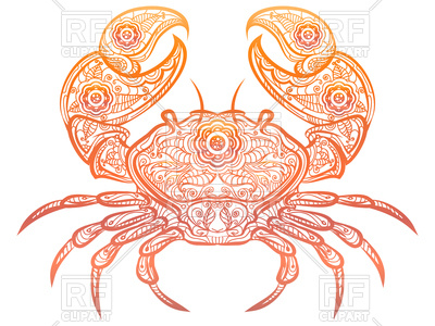 400x300 Hand Drawn Ornamental Crab Vector Image Vector Artwork Of Plants
