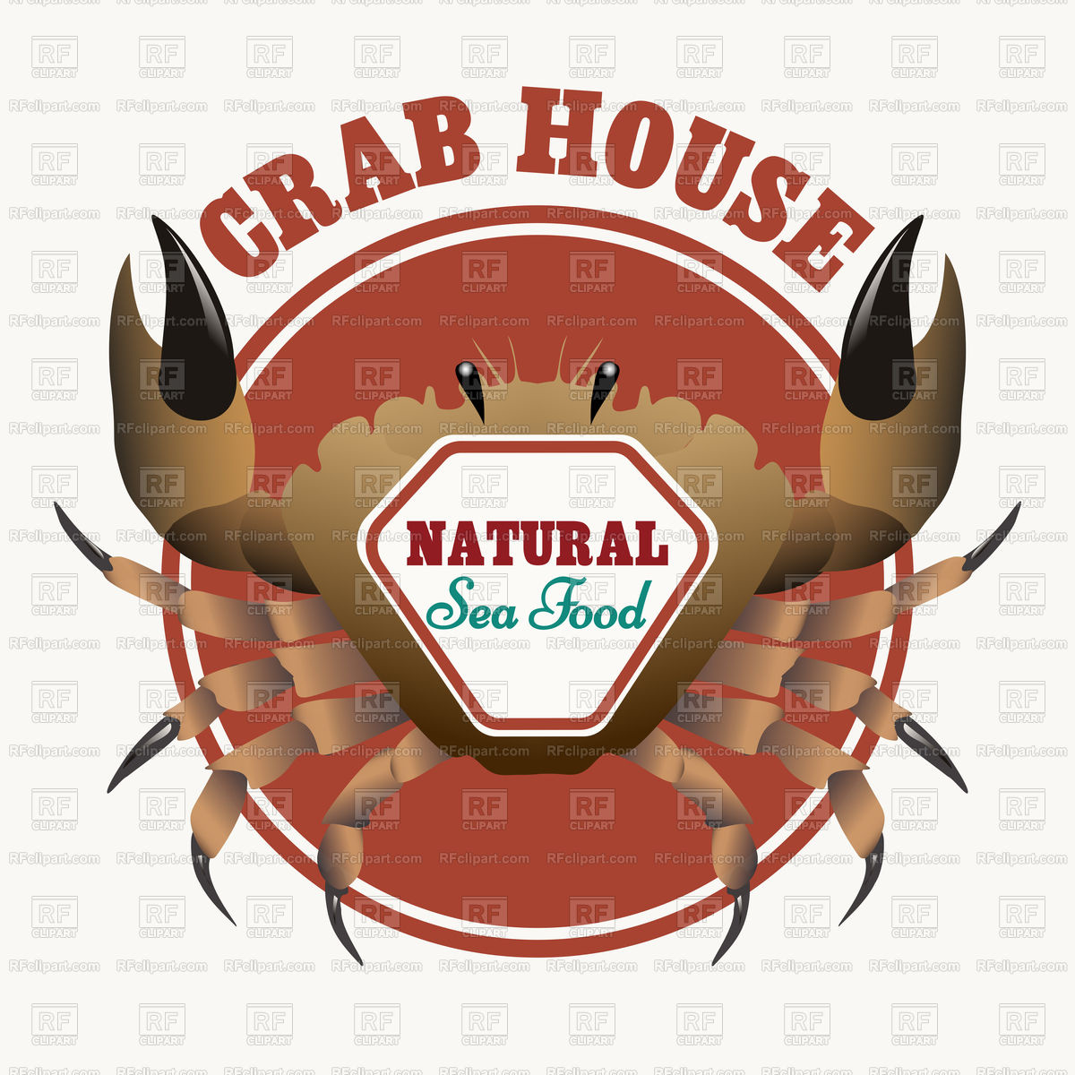 1200x1200 Sea Food Emblem With Crab Vector Image Vector Artwork Of Food