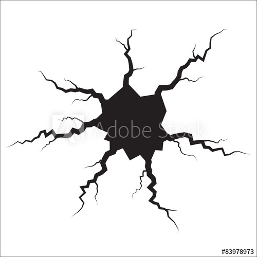 500x500 Earth Crack Vector, Rip Through White Background