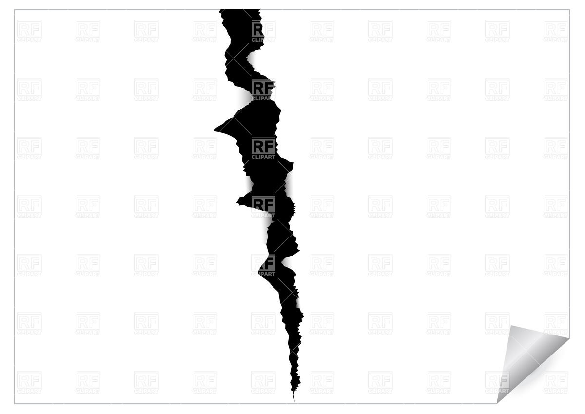 1200x849 Paper Sheet With Black Ragged Crack Vector Image Vector Artwork