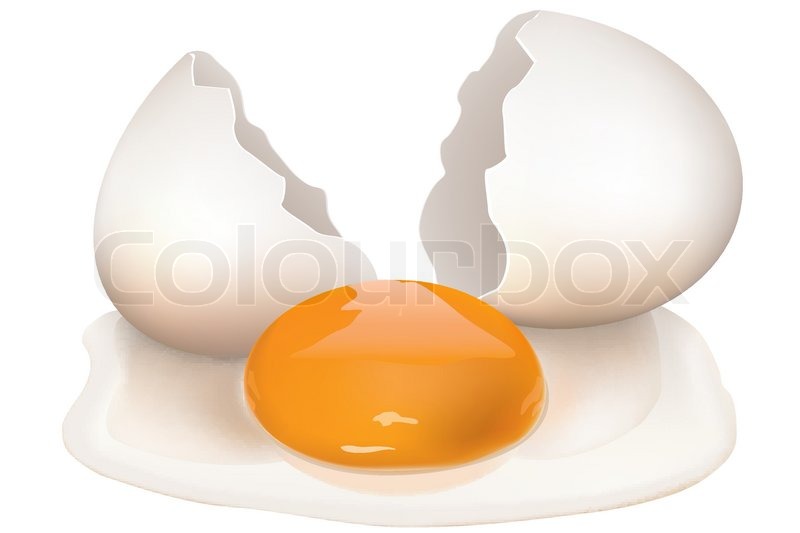 800x533 Illustration Of Broken Egg On White Background Stock Vector