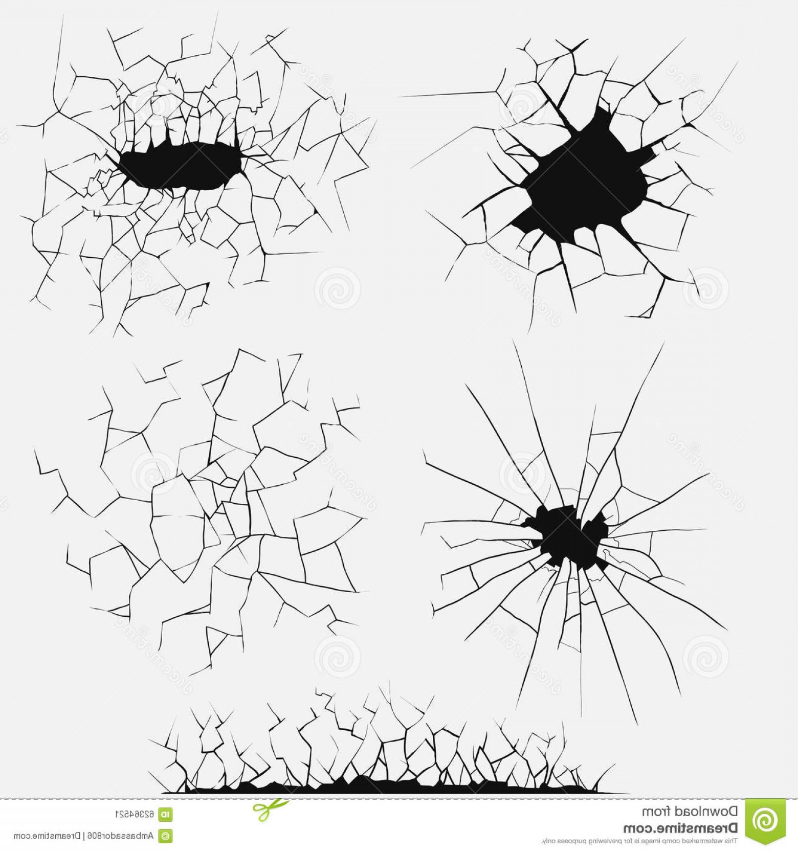 1560x1668 Stock Illustration Cracks Set Broken Glass Vector Wall Cracked