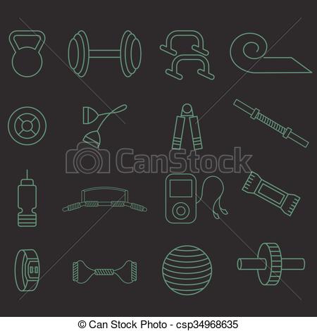 450x470 Line Craft Vector Icons Set Of Fitness Theme.