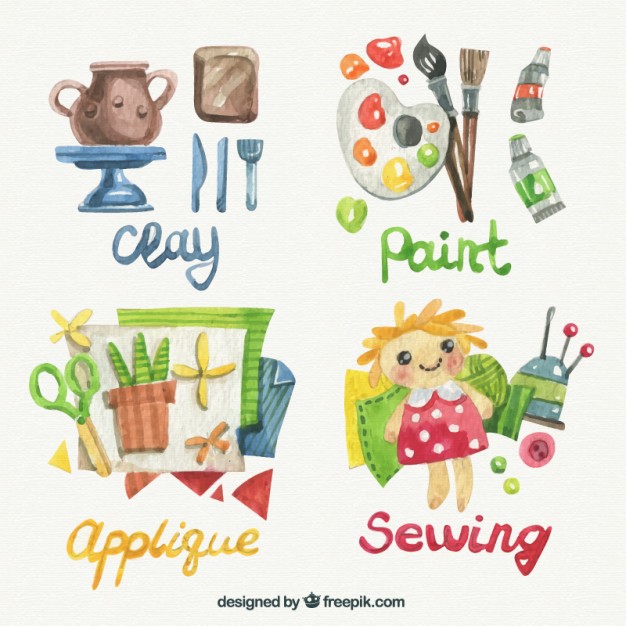 626x626 Watercolor Crafts Equiment Vector Free Download