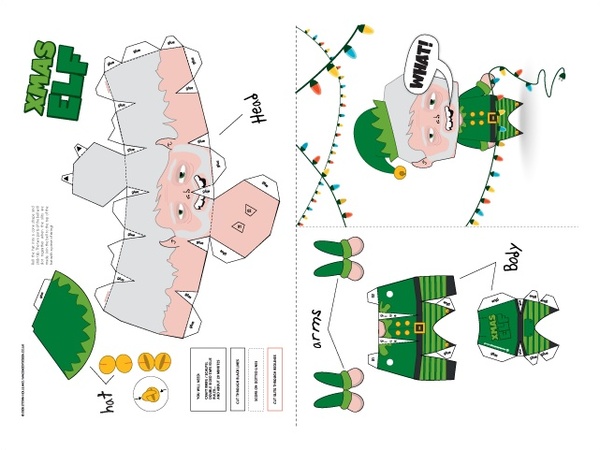 600x450 Xmas Elf Paper Craft Free Vector In Adobe Illustrator Ai ( .ai