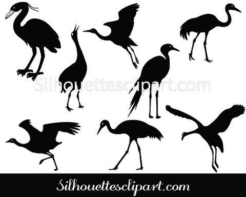 480x384 Crane Silhouette Vector Graphics Pack Download Silhouettes Vector