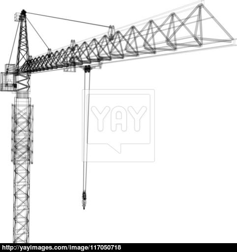 482x512 Tower Construction Crane. Vector Rendering Of 3d Vector