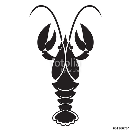 500x500 Crawfish Icon Or Lobster Silhouette. Vector Illustration. Stock