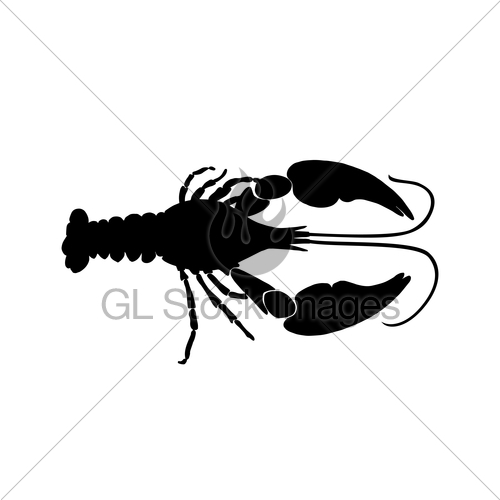 500x500 Vector Illustration Of Black Crawfish Silhouette On White... Gl