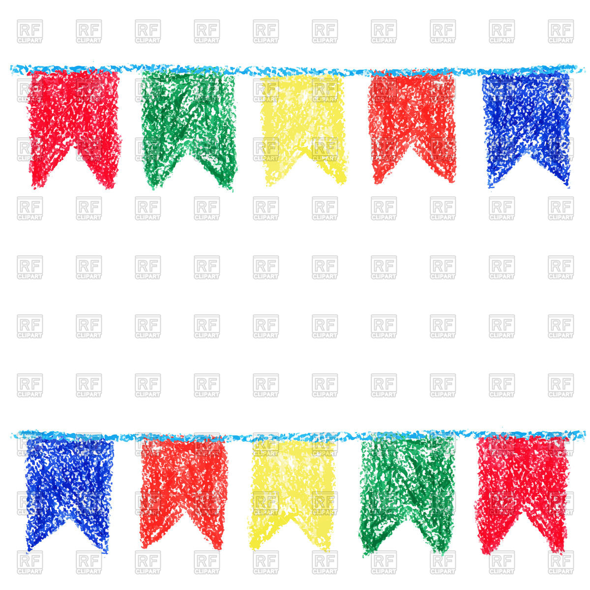 1200x1200 Party Bunting Hand Drawn By Wax Crayon Vector Image Vector