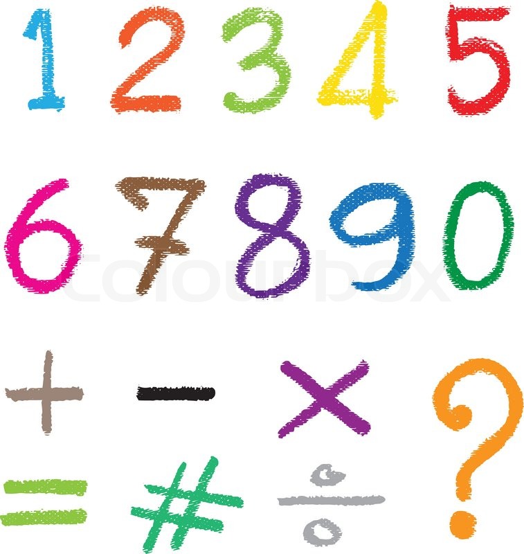 757x800 The Number Drawn By A Crayon. Vector Illustration. Stock Vector