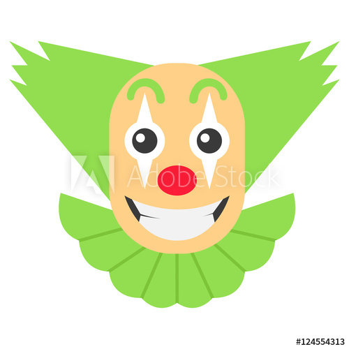 500x500 Clown Crazy Vector Cartoon With Green Hair And Big Smile.