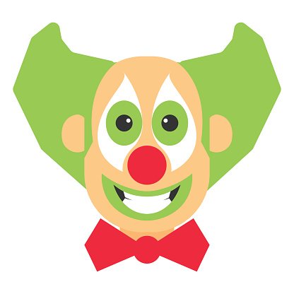 416x416 Clown Crazy Vector Cartoon With Green Hair And Red Premium Clipart