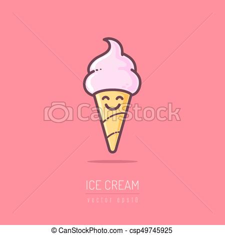 450x470 Ice Cream. Ice Cream Vector Cartoon Mascot Illustration.