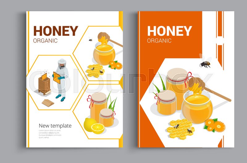 800x529 Organic Raw Honey Design Brochure. Abstract Composition. A4
