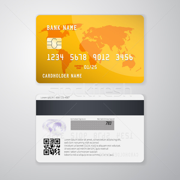 600x600 Realistic Detailed Credit Card With The World Map On Yellow