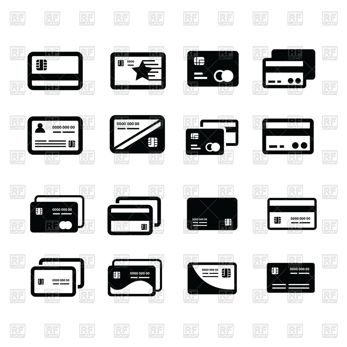 1200x1200 Credit Card Icon Design Set Vector Image Vector Artwork Of