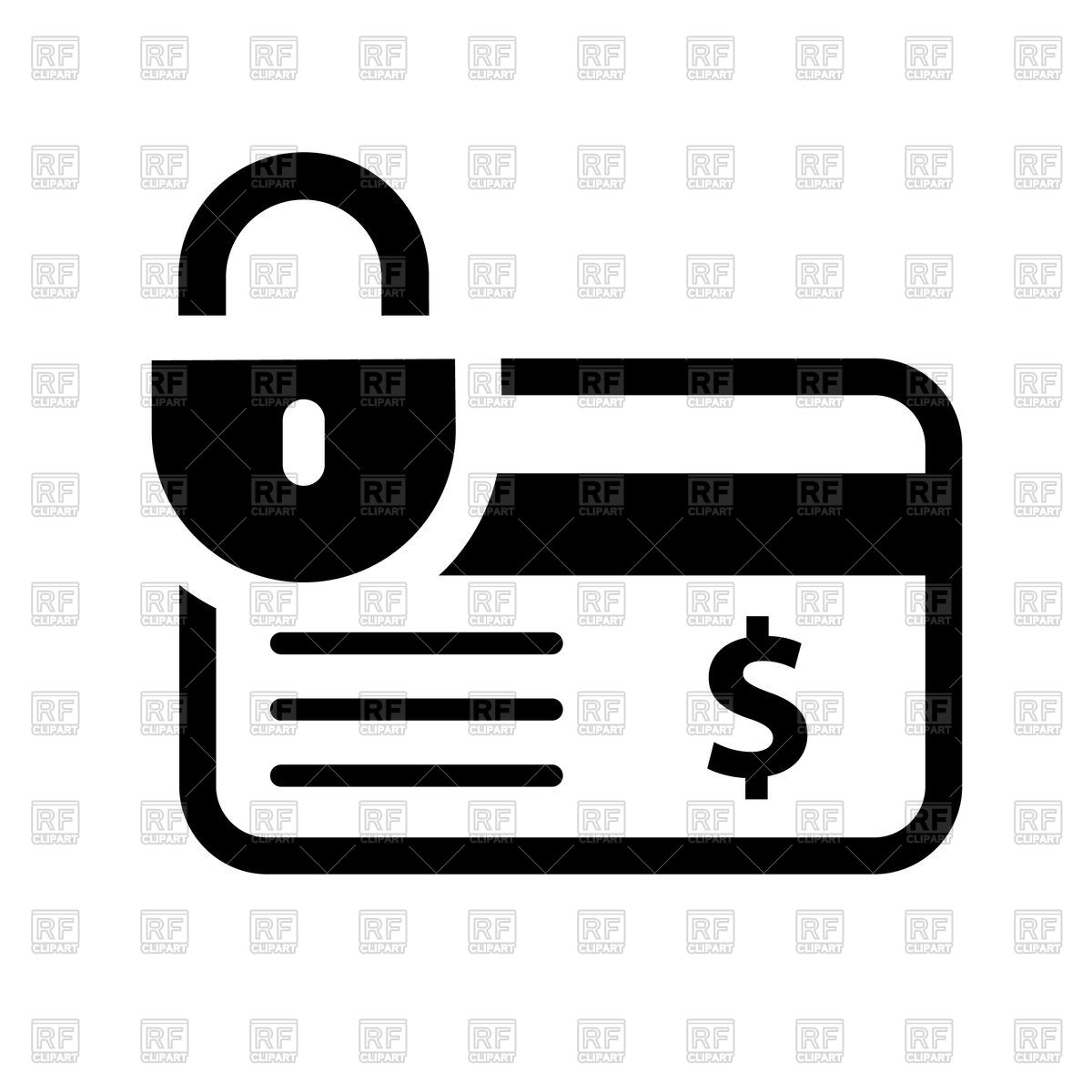 1200x1200 Credit Card And Padlock Icon On White Background Vector Image