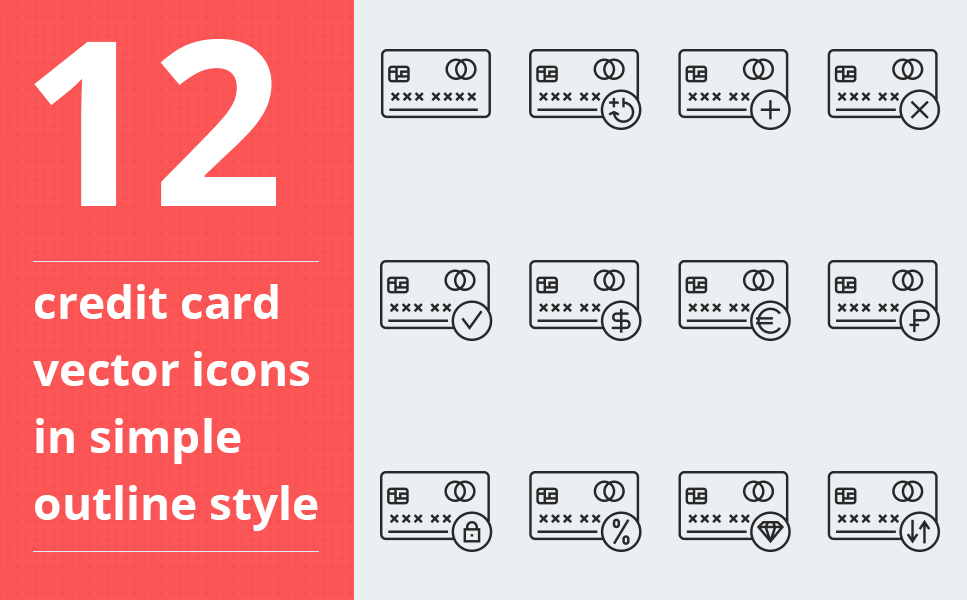 967x600 Credit Card Vector Iconset Template
