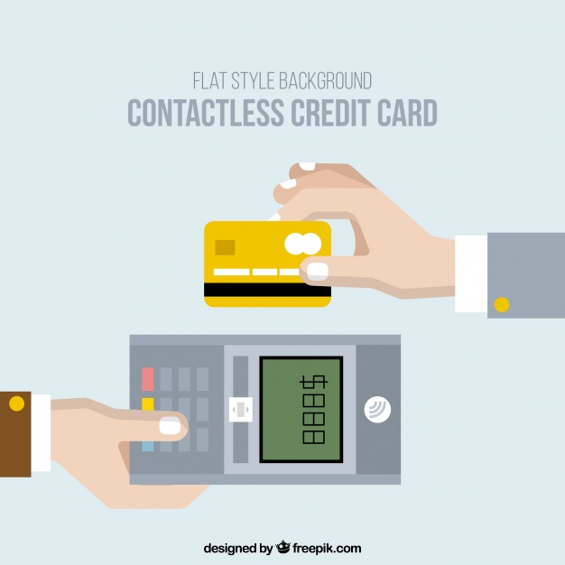 626x626 Flat Background Of Payment With Contactless Credit Card Vector