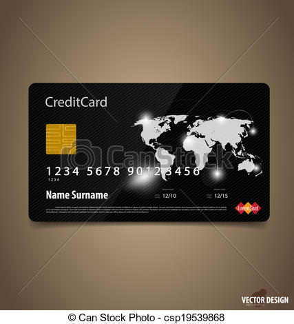 427x470 Credit Card. Vector Illustration.