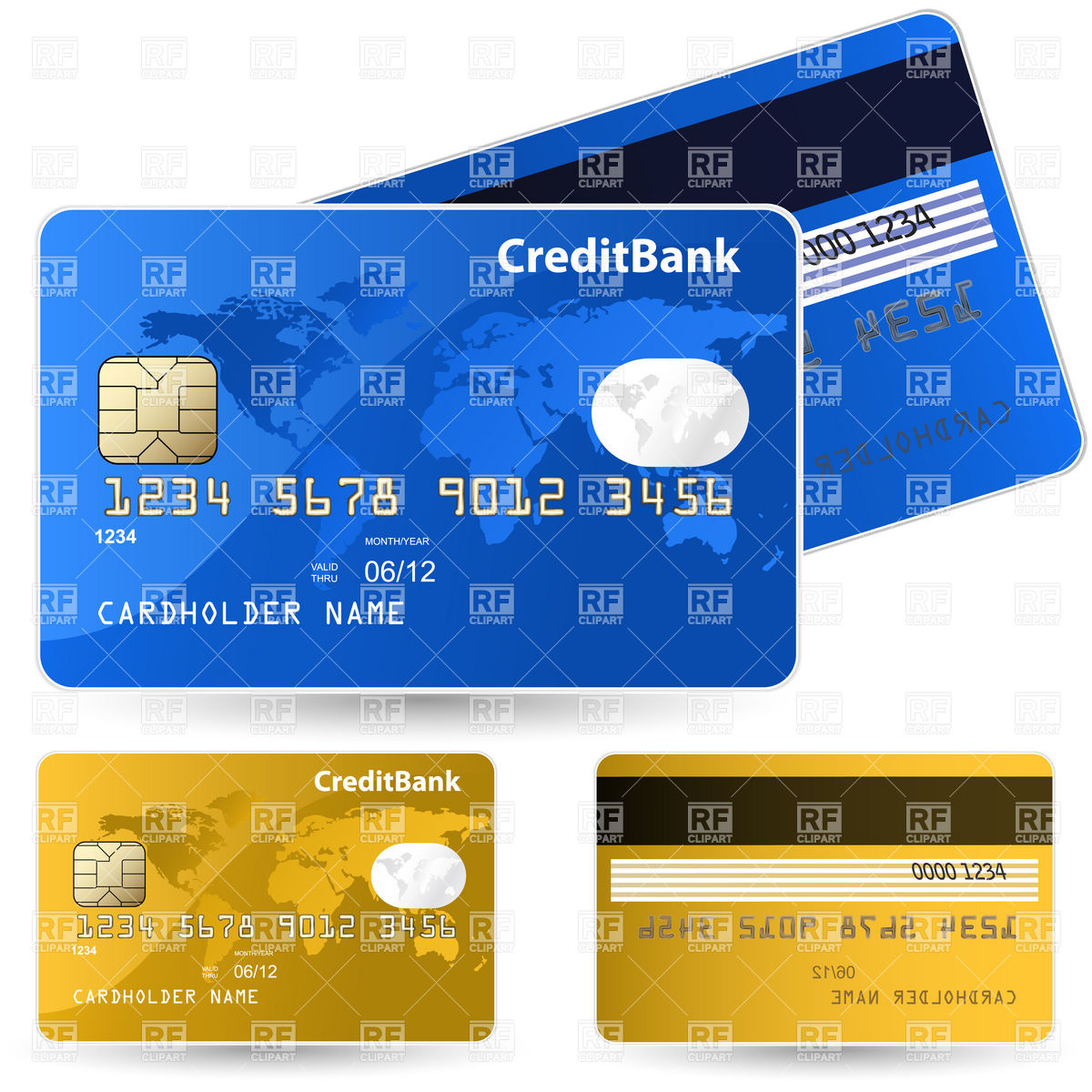 1200x1200 Credit Cards With Chip Vector Image Vector Artwork Of Business