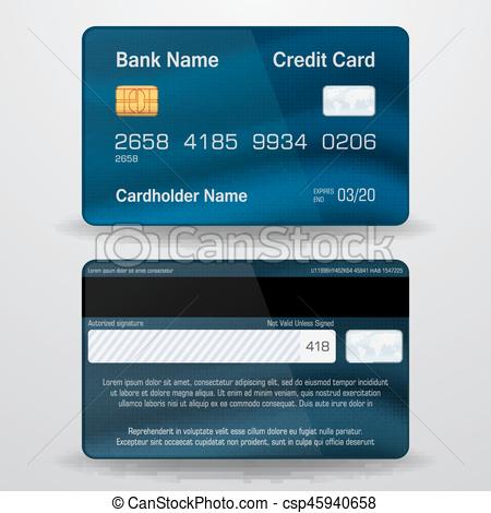 450x470 Detailed Realistic Vector Credit Card. Front And Back Side. Money