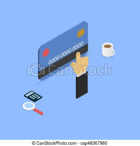 450x470 Shopping With Credit Card. Vector Isometric Illustration.