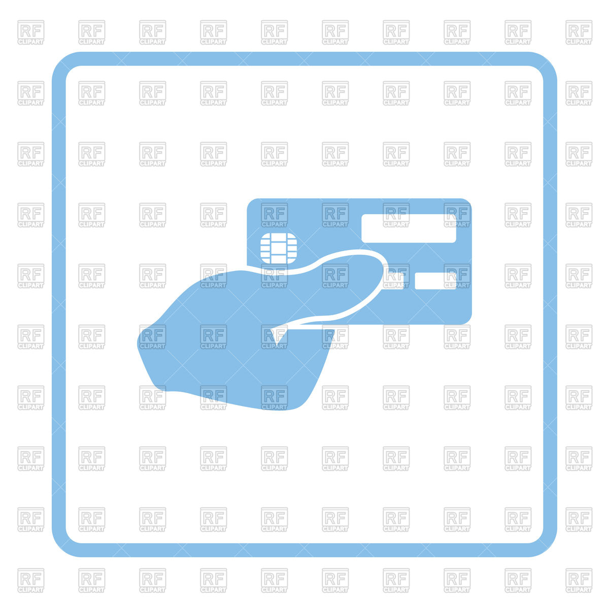 1200x1200 Blue Frame Design Of Hand Holding Credit Card Icon Vector Image