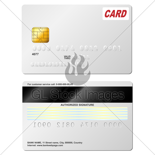 500x500 Blank Credit Card Vector Template. Front And Back View. Gl Stock
