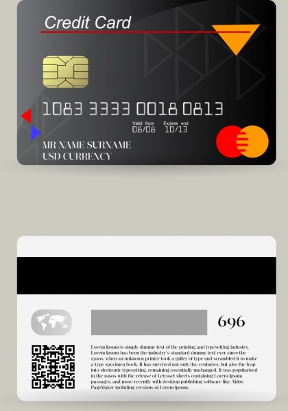 420x600 Credit Card Template Dark Grey Decor Realistic Design Free Vector