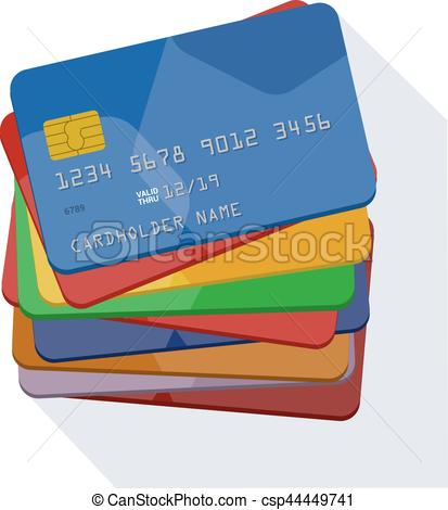 413x470 Credit Cards Vector Template. Long Shadow Flat Design Illustration