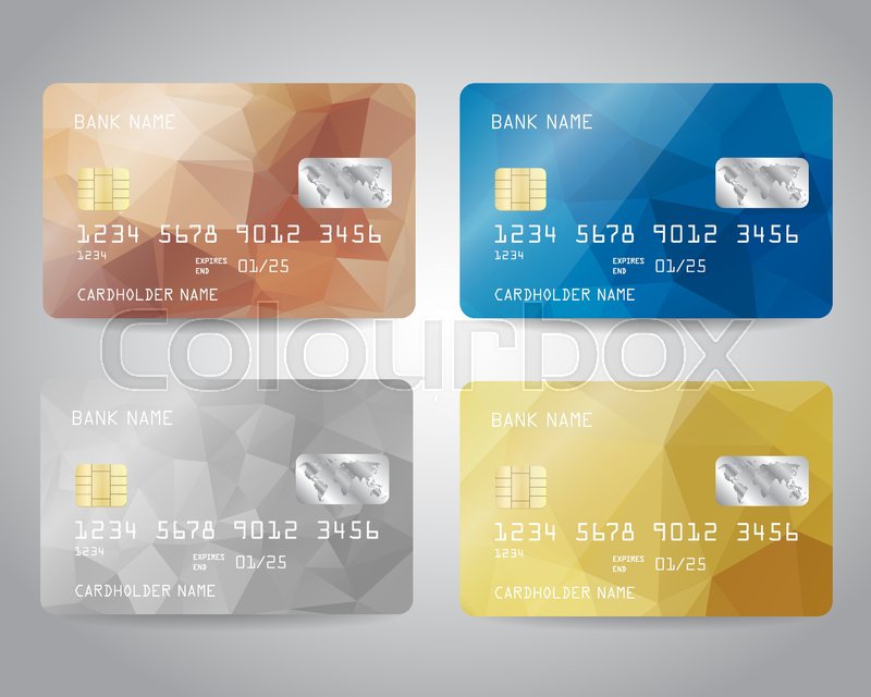 800x640 Realistic Detailed Credit Cards Set With Colorful Gold, Silver