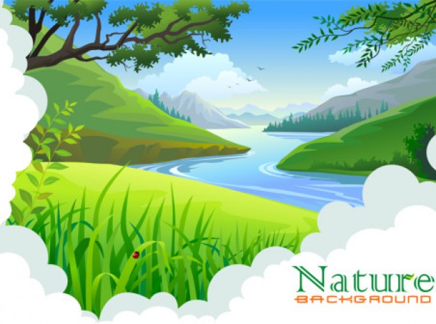 626x465 Creek Landscape With Greenery Background Vector Free Download