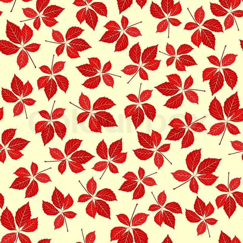 800x800 Seamless Virginia Creeper Pattern Vector Nature Background Stock