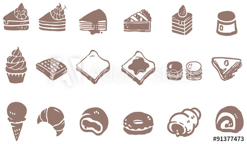 500x291 Doodle Dessert Sweet Icon Cake Cupcake Pie Donuts Crepe Roll