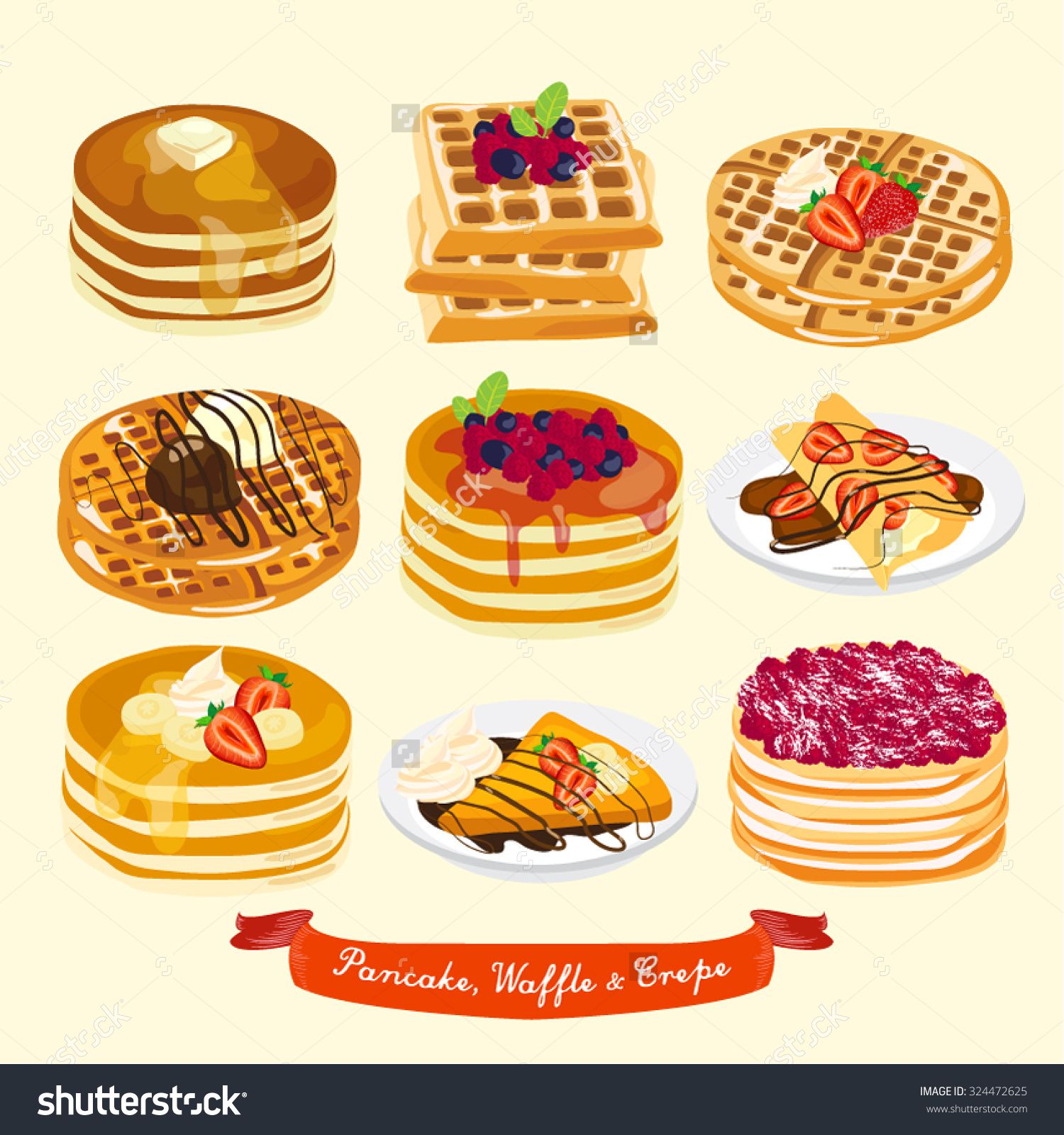 1500x1600 Pancake, Waffle And Crepe Vector Design Illustration
