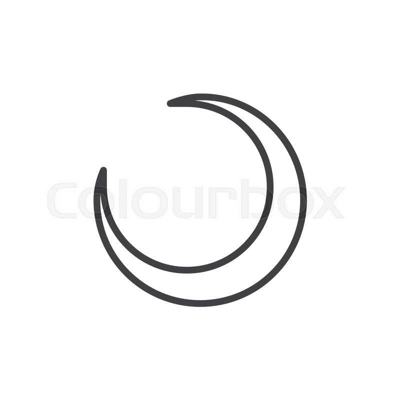 800x800 Crescent Moon Line Icon, Outline Vector Sign, Linear Style