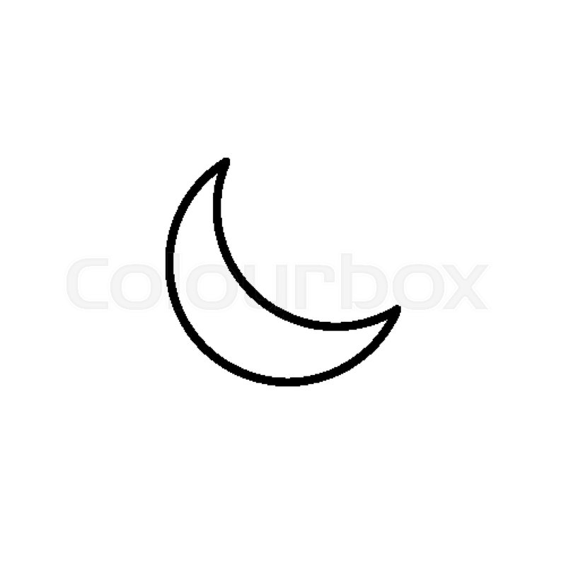 800x800 Simple Crescent Moon Line Icon Isolated On White Background