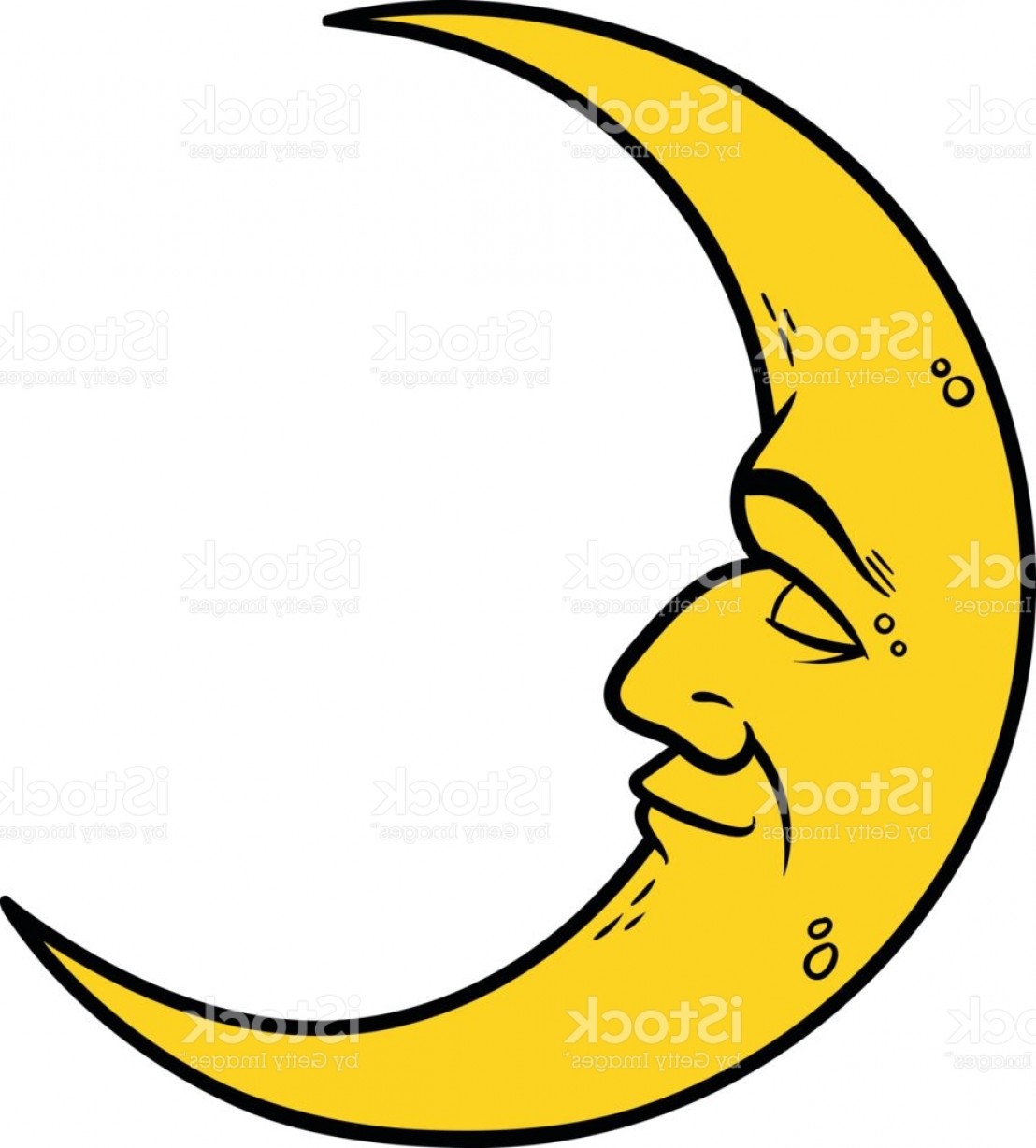 1108x1228 Cartoon Crescent Moon With Face Vector Illustration Gm Shopatcloth